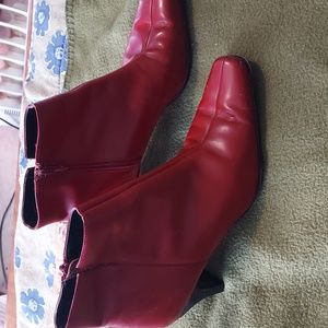 Anne Klein red leather boots 8